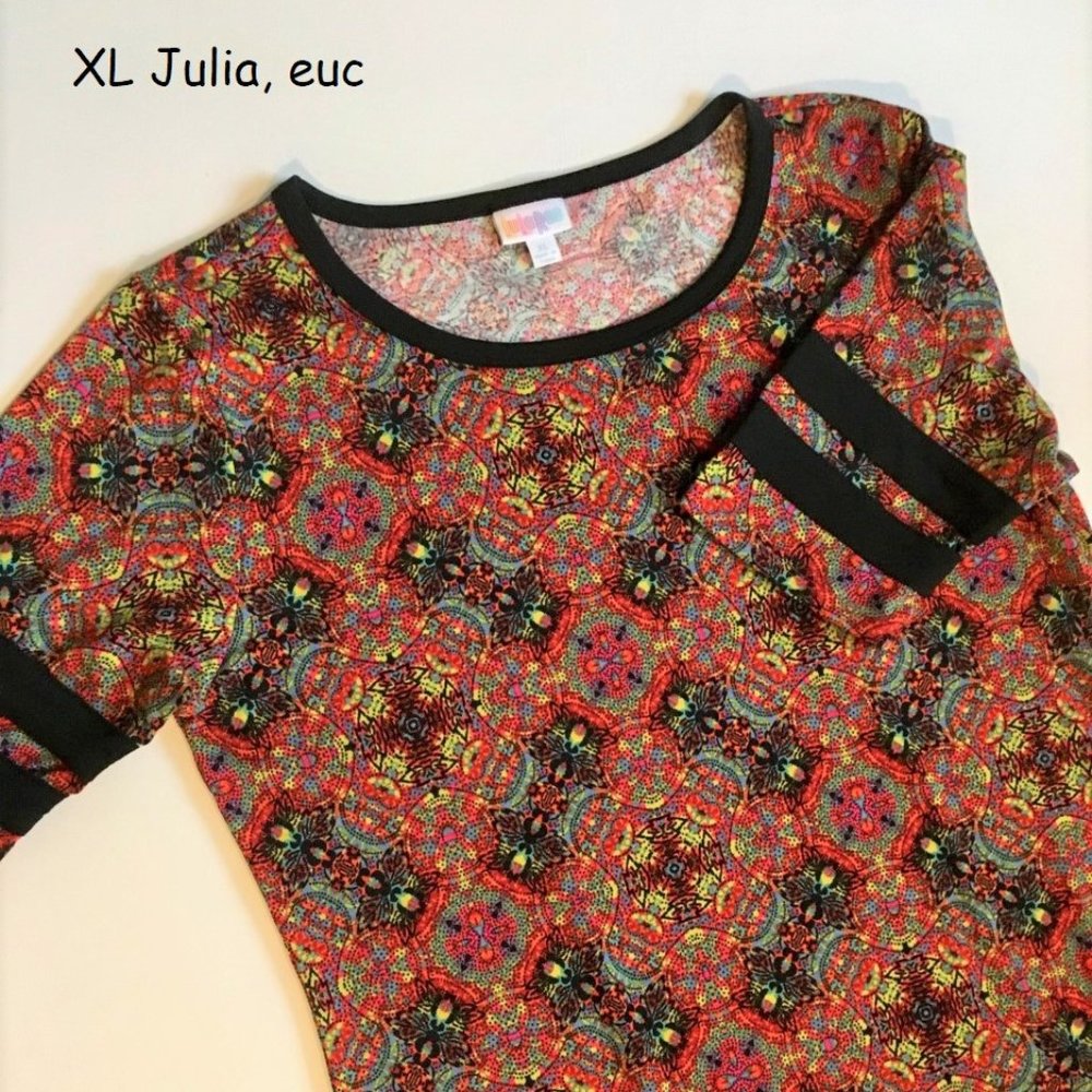 XL Lularoe Julia sheath dress, red black varsity
